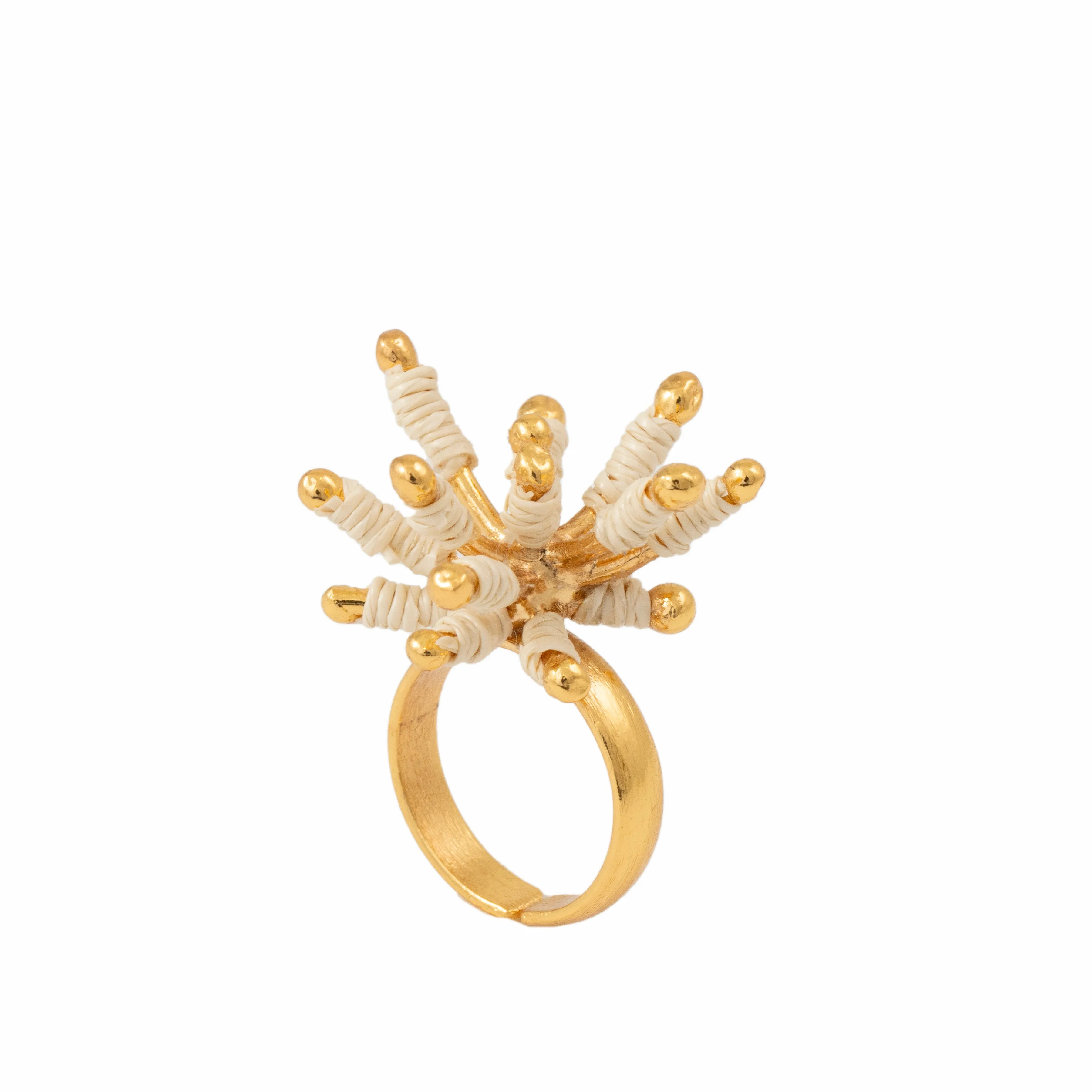 Stella Ring- 24KGP   White Werregue Palm Fiber