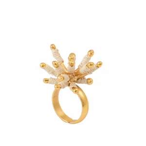 Stella Ring- 24KGP   White Werregue Palm Fiber