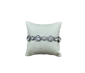 Sterling Plated Chain & Toggle Bracelet with Swarovski Crystal Charm 7.5"
