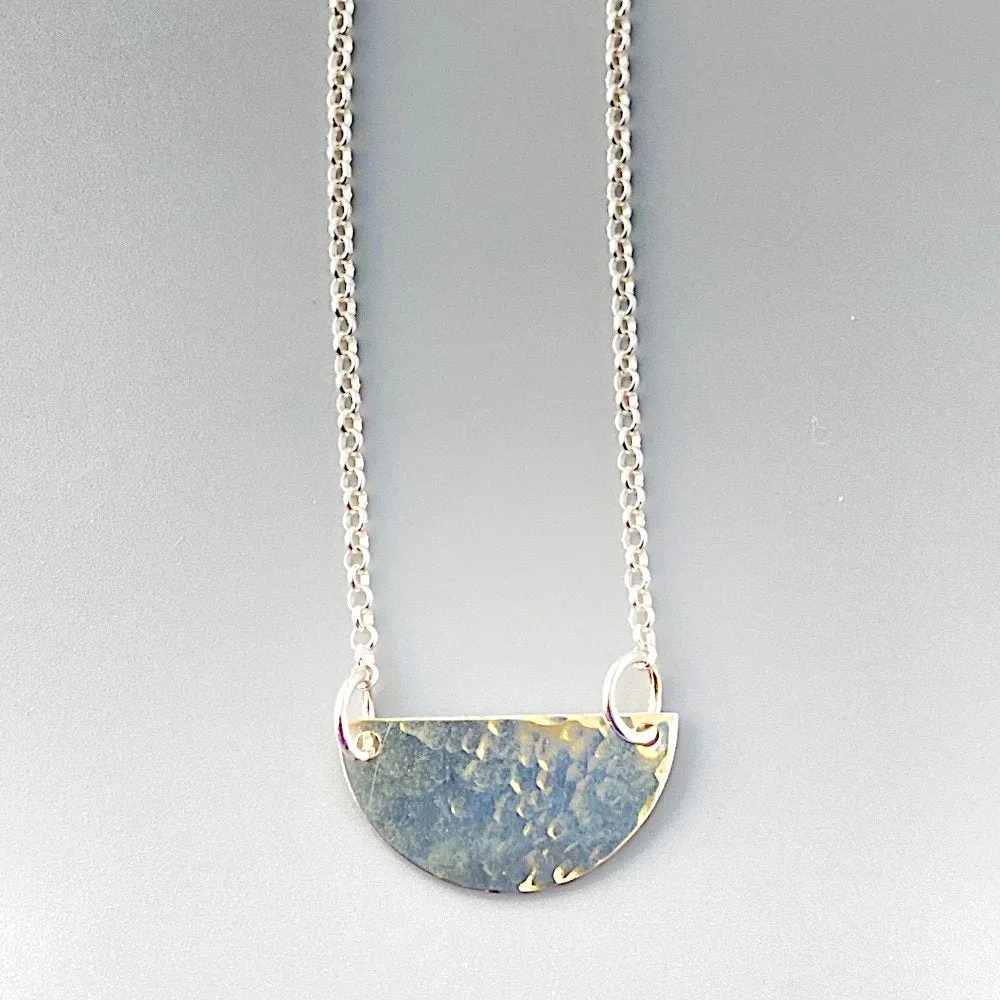 Sterling Silver Half Moon Necklace