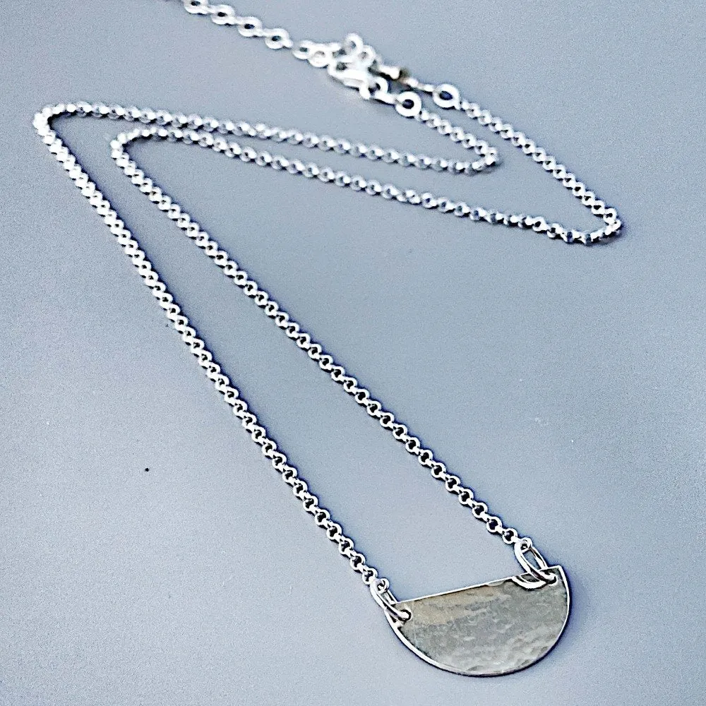 Sterling Silver Half Moon Necklace
