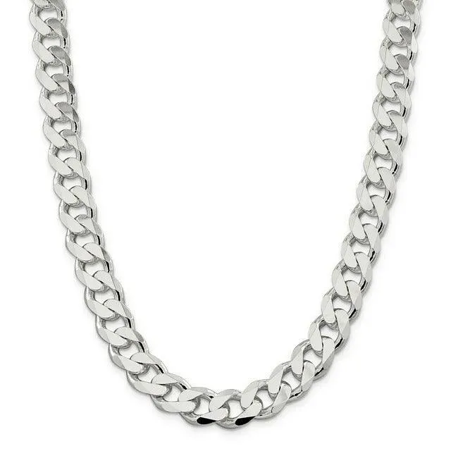 Sterling Silver Italian 22" 12.9mm Men's Curb Link Chain
