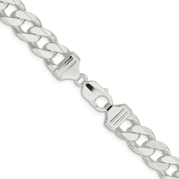 Sterling Silver Italian 22" 12.9mm Men's Curb Link Chain