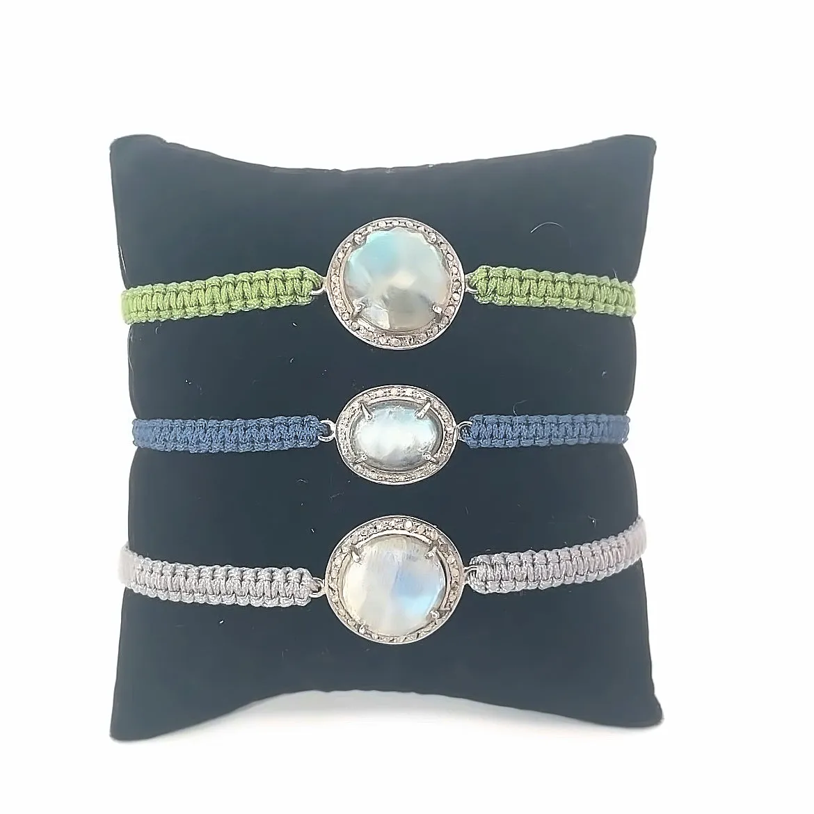 Sterling Silver Labradorite Diamond Stone Macrame