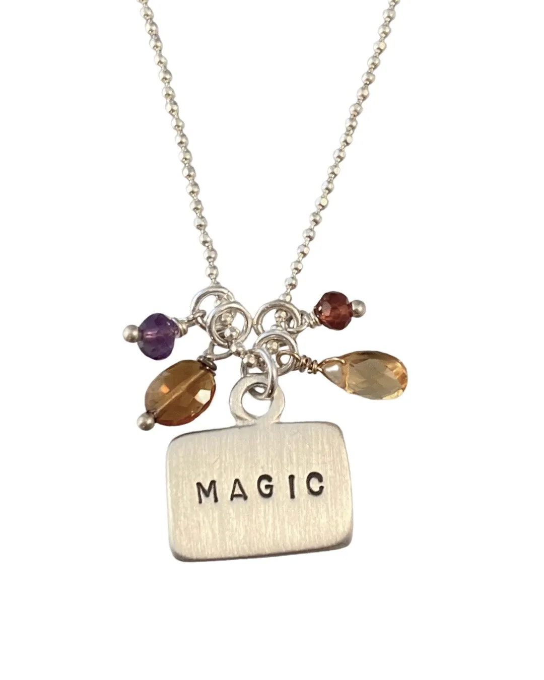 Sterling Silver Love Beads Tag Charm Necklace