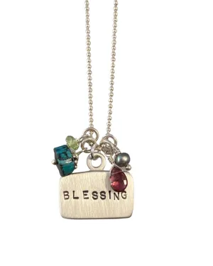 Sterling Silver Love Beads Tag Charm Necklace