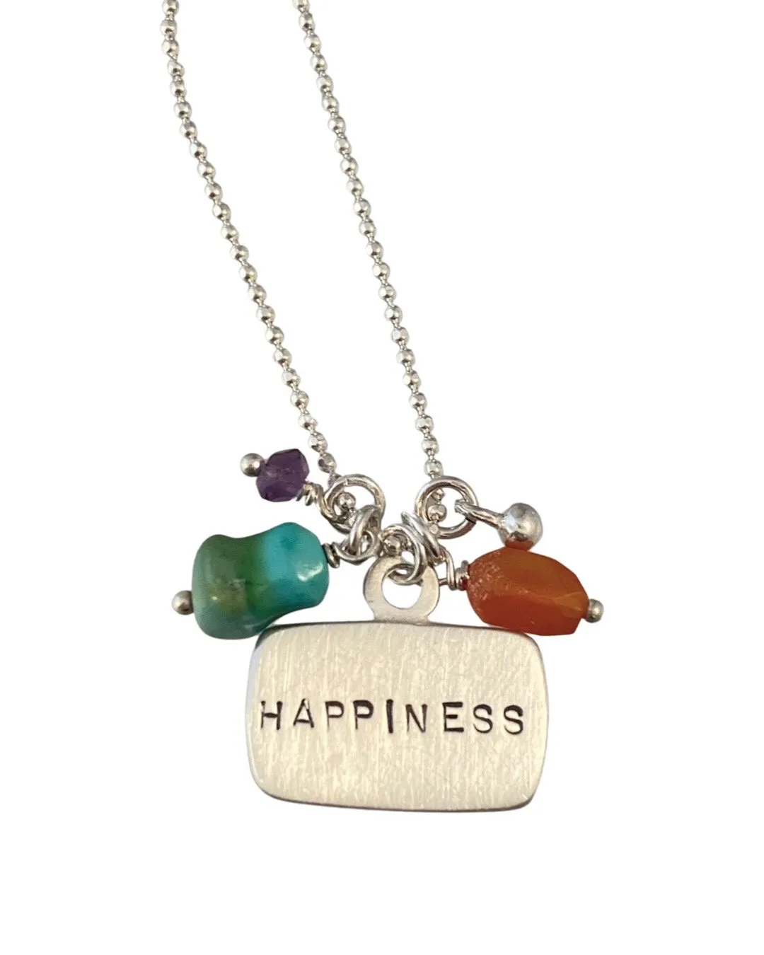 Sterling Silver Love Beads Tag Charm Necklace