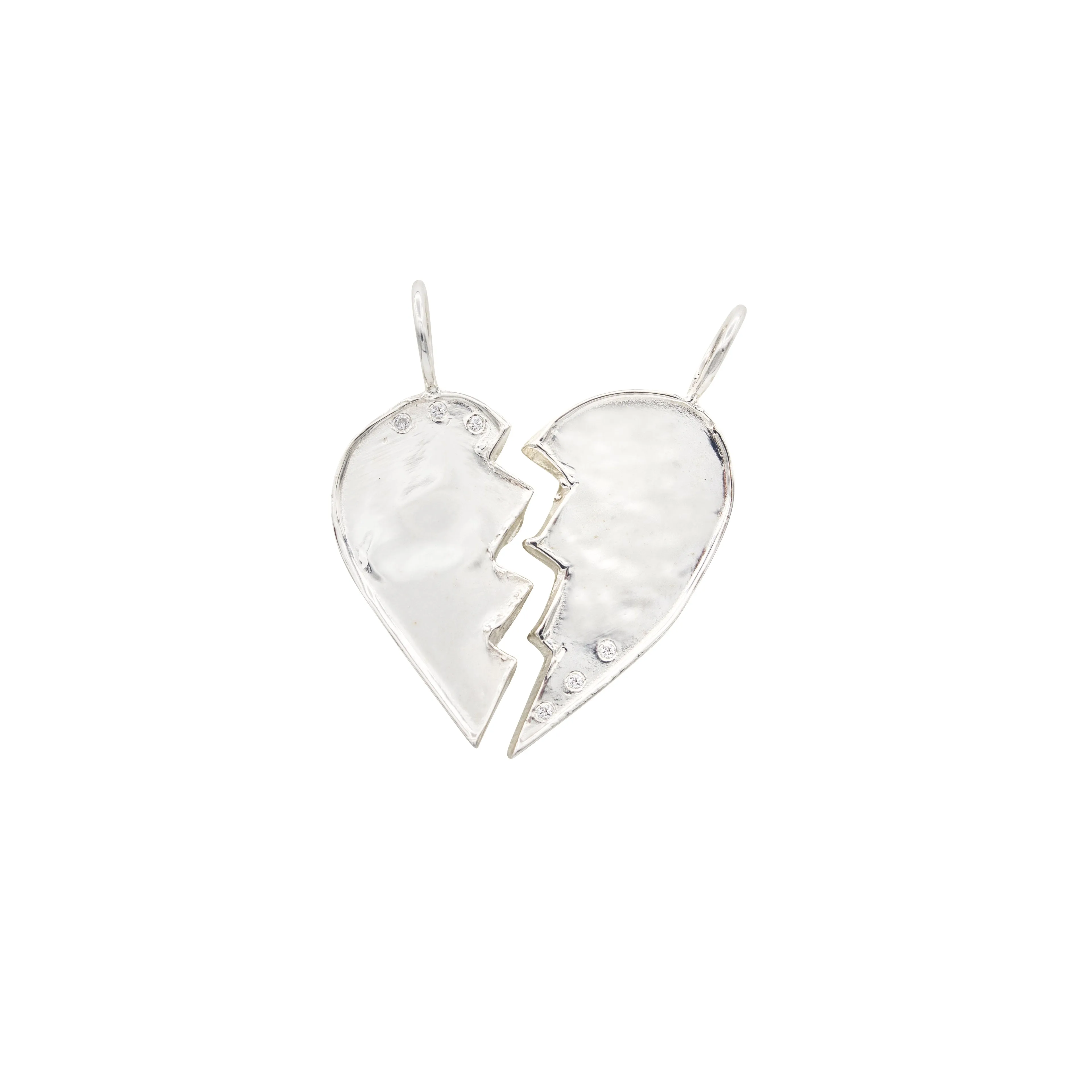 Sterling w/ Diamonds Friendship Heart Charm
