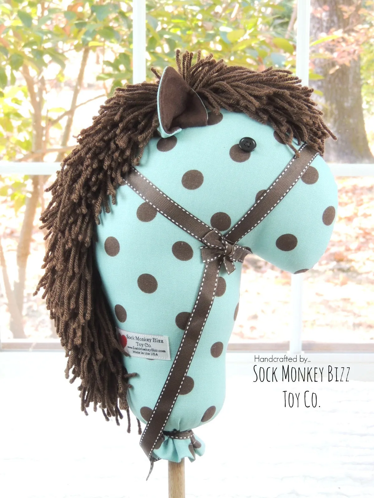 Stick Horse, French Blue Hobby Horse, Ride On Kid's Toy