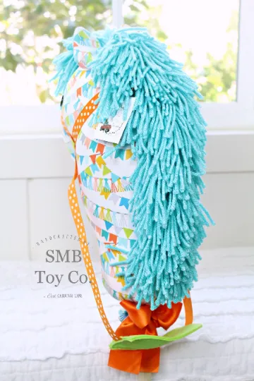 Stick Horse - Handcrafted Child's Toy - Step Right Up Circus Flags on White