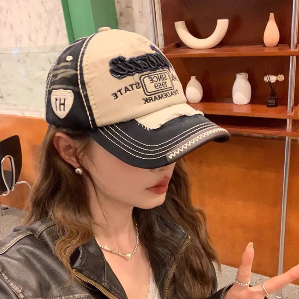 Street Contrast Letter Embroidered Hat