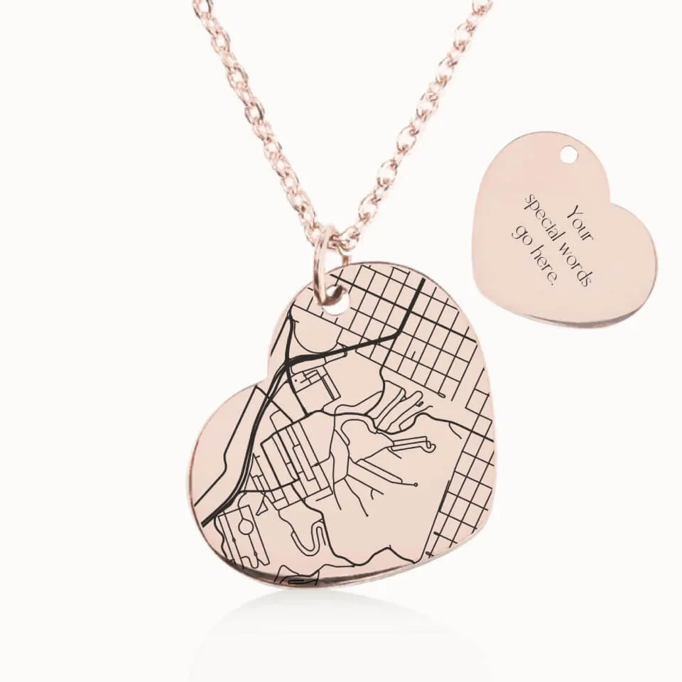 Street Map Heart Pendant on Fine Chain