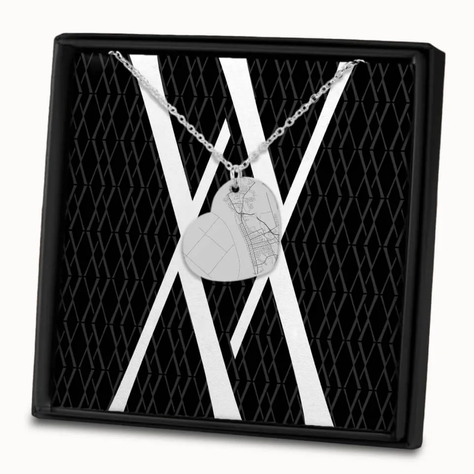 Street Map Heart Pendant on Fine Chain