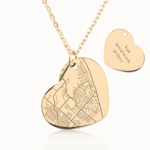 Street Map Heart Pendant on Fine Chain