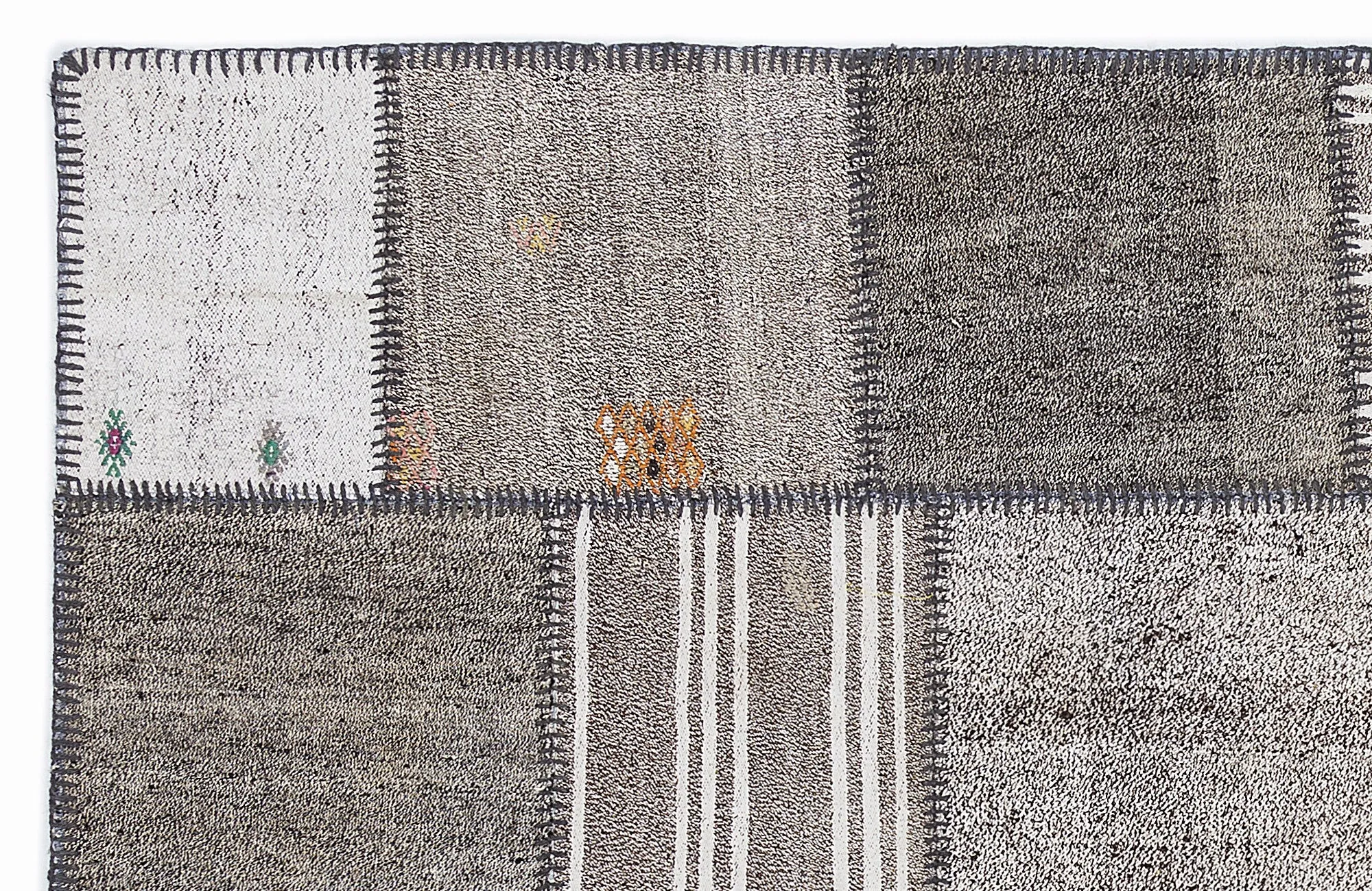 Striped Over Dyed Kilim Patchwork Unique Rug 5'3'' x 7'7'' ft 160 x 230 cm