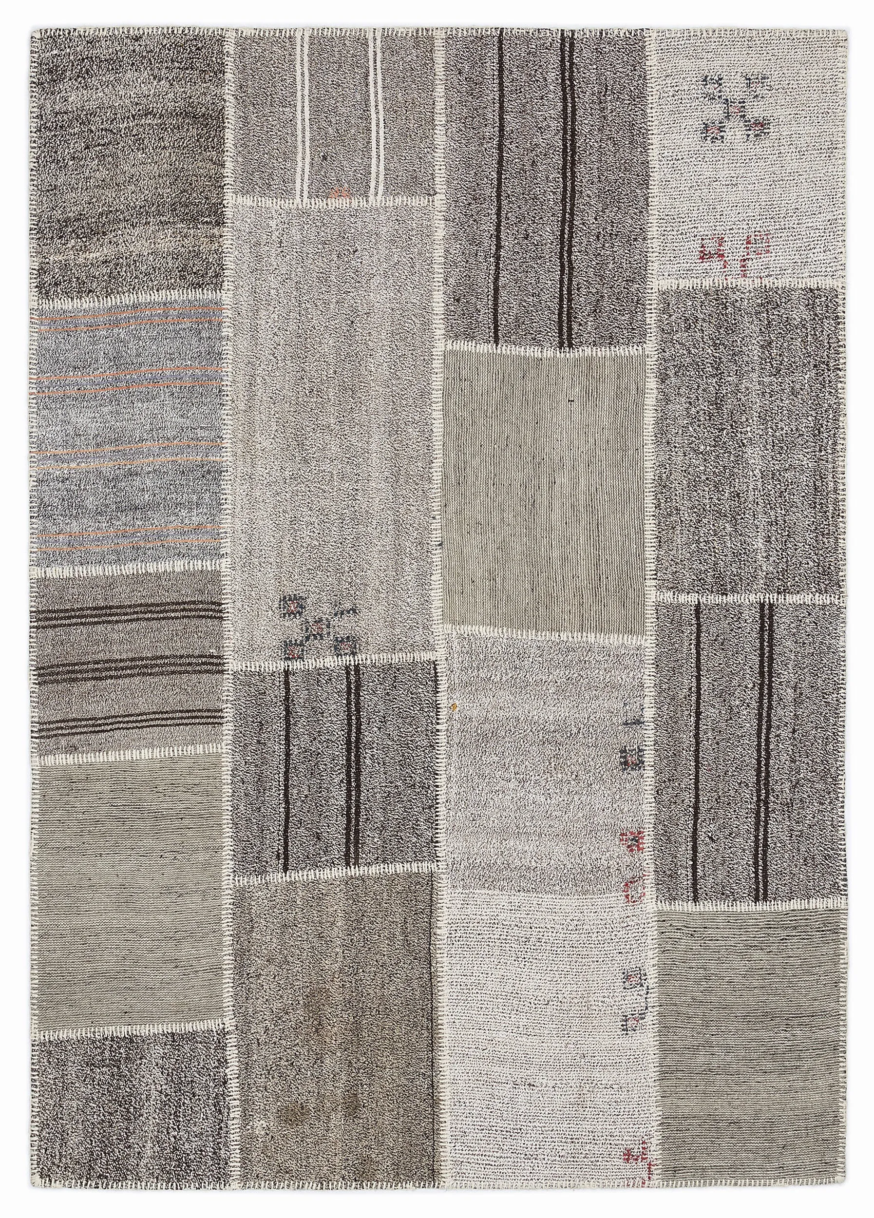 Striped Over Dyed Kilim Patchwork Unique Rug 5'3'' x 7'7'' ft 160 x 230 cm