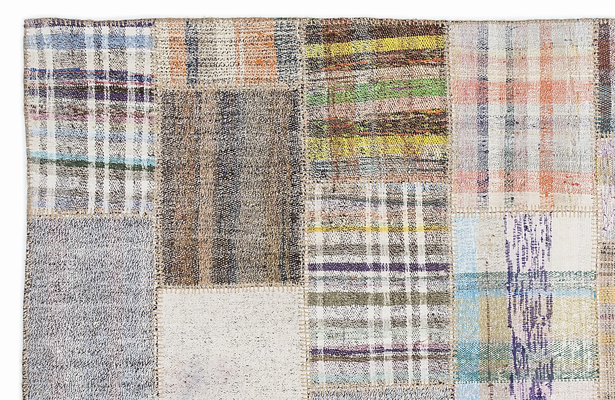 Striped Over Dyed Kilim Patchwork Unique Rug 5'3'' x 7'7'' ft 160 x 230 cm