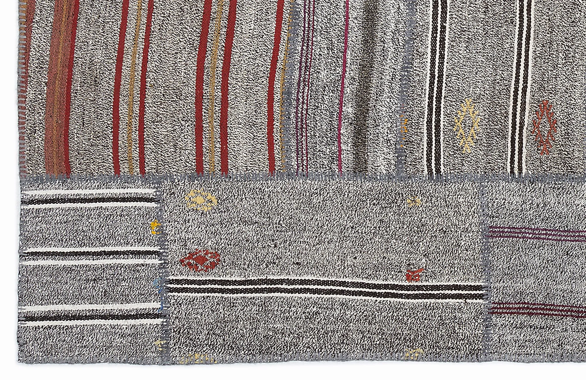 Striped Over Dyed Kilim Patchwork Unique Rug 5'3'' x 7'7'' ft 160 x 230 cm