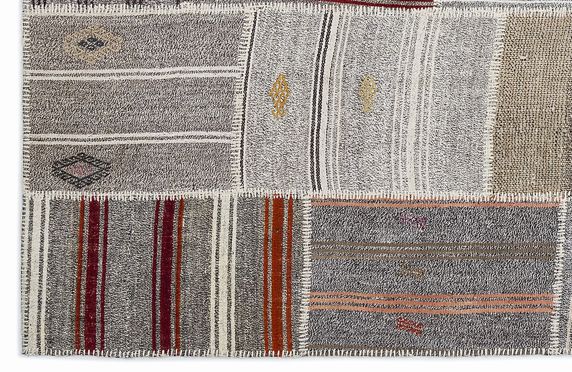 Striped Over Dyed Kilim Patchwork Unique Rug 5'3'' x 7'7'' ft 160 x 230 cm