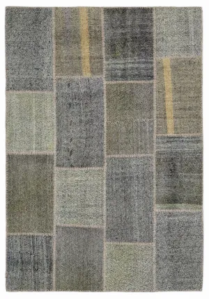 Striped Over Dyed Kilim Patchwork Unique Rug 5'3'' x 7'7'' ft 160 x 230 cm