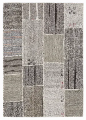 Striped Over Dyed Kilim Patchwork Unique Rug 5'3'' x 7'7'' ft 160 x 230 cm