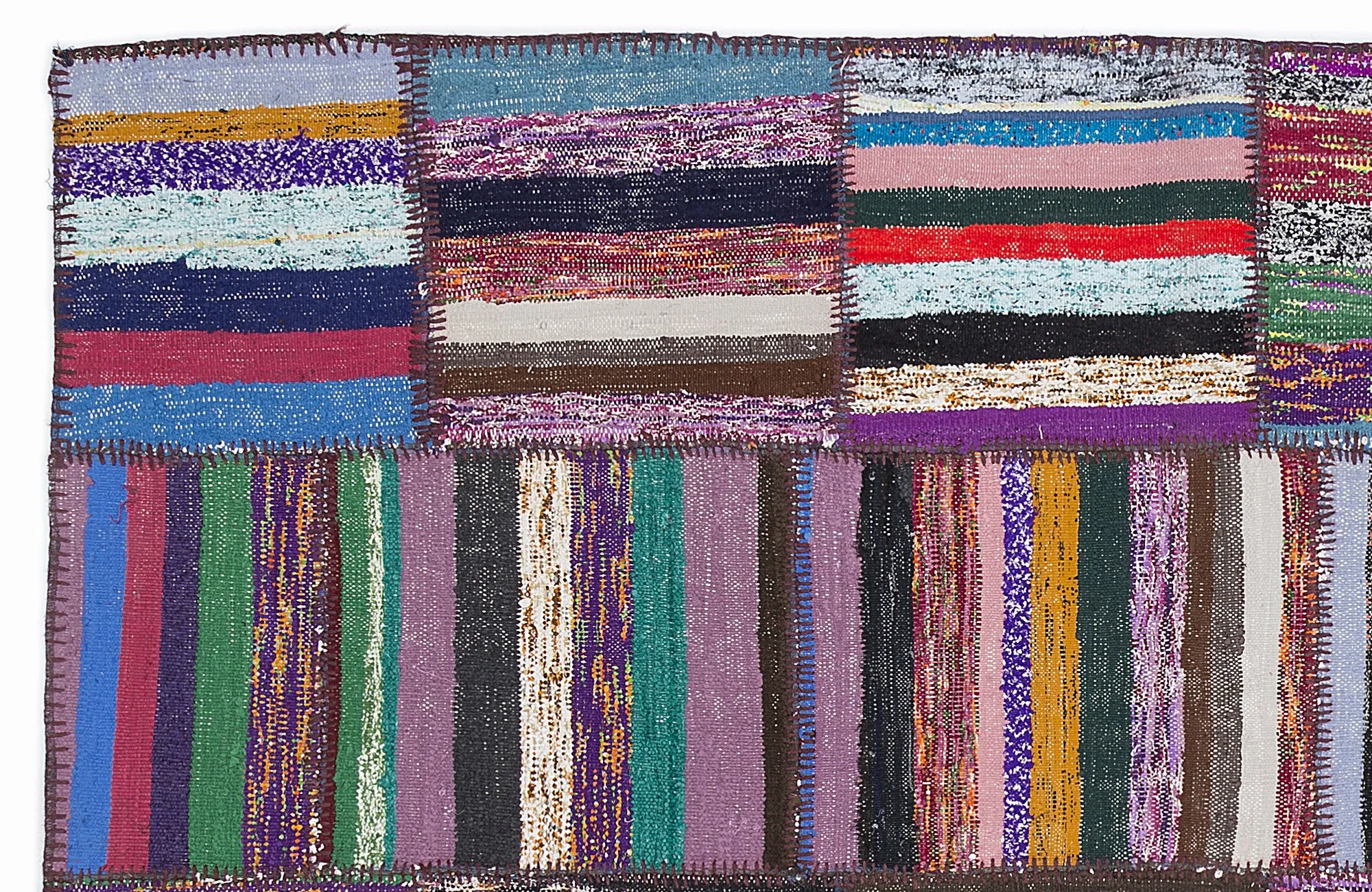 Striped Over Dyed Kilim Patchwork Unique Rug 5'3'' x 7'7'' ft 160 x 230 cm