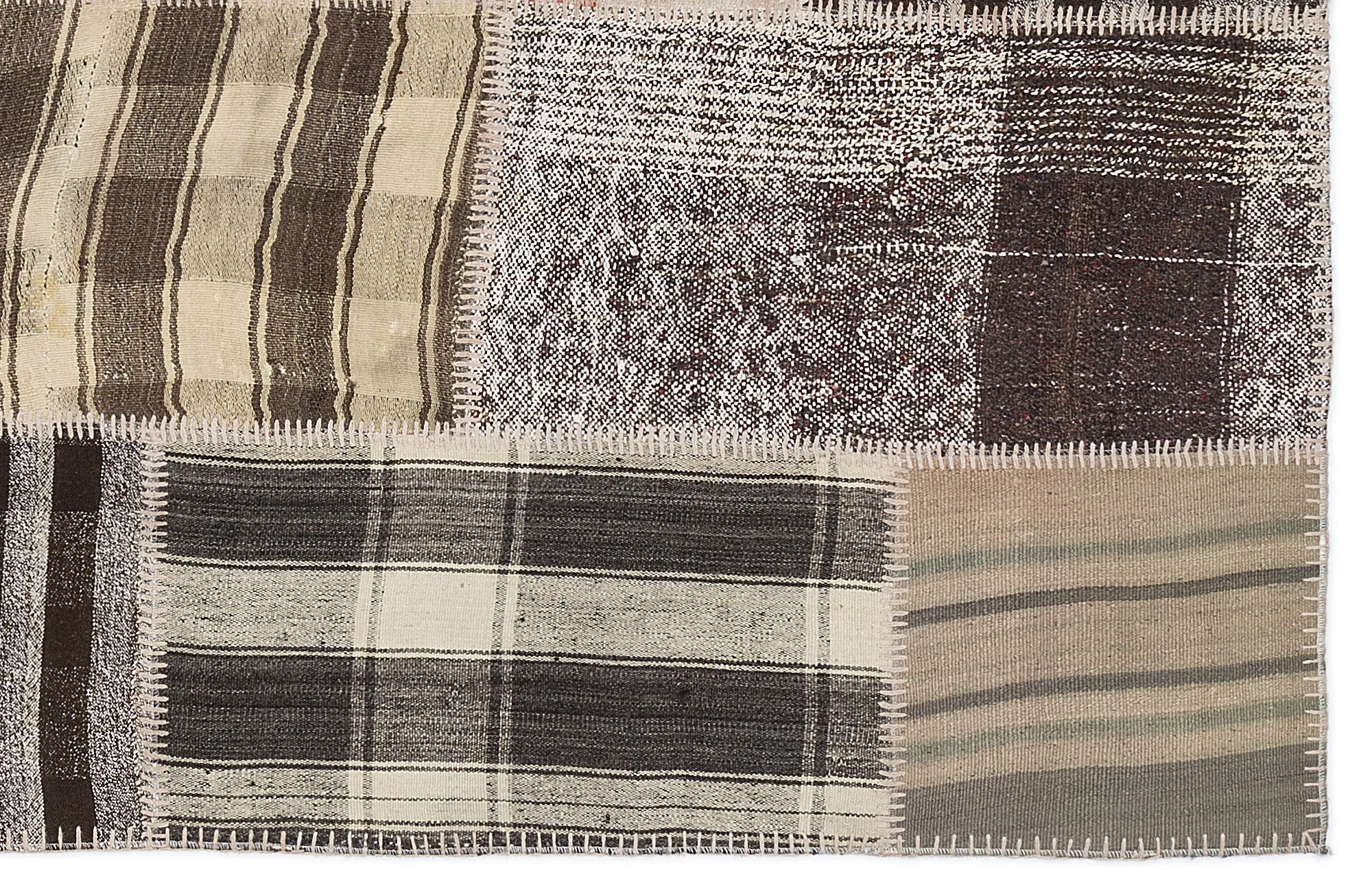 Striped Over Dyed Kilim Patchwork Unique Rug 5'3'' x 7'7'' ft 160 x 230 cm