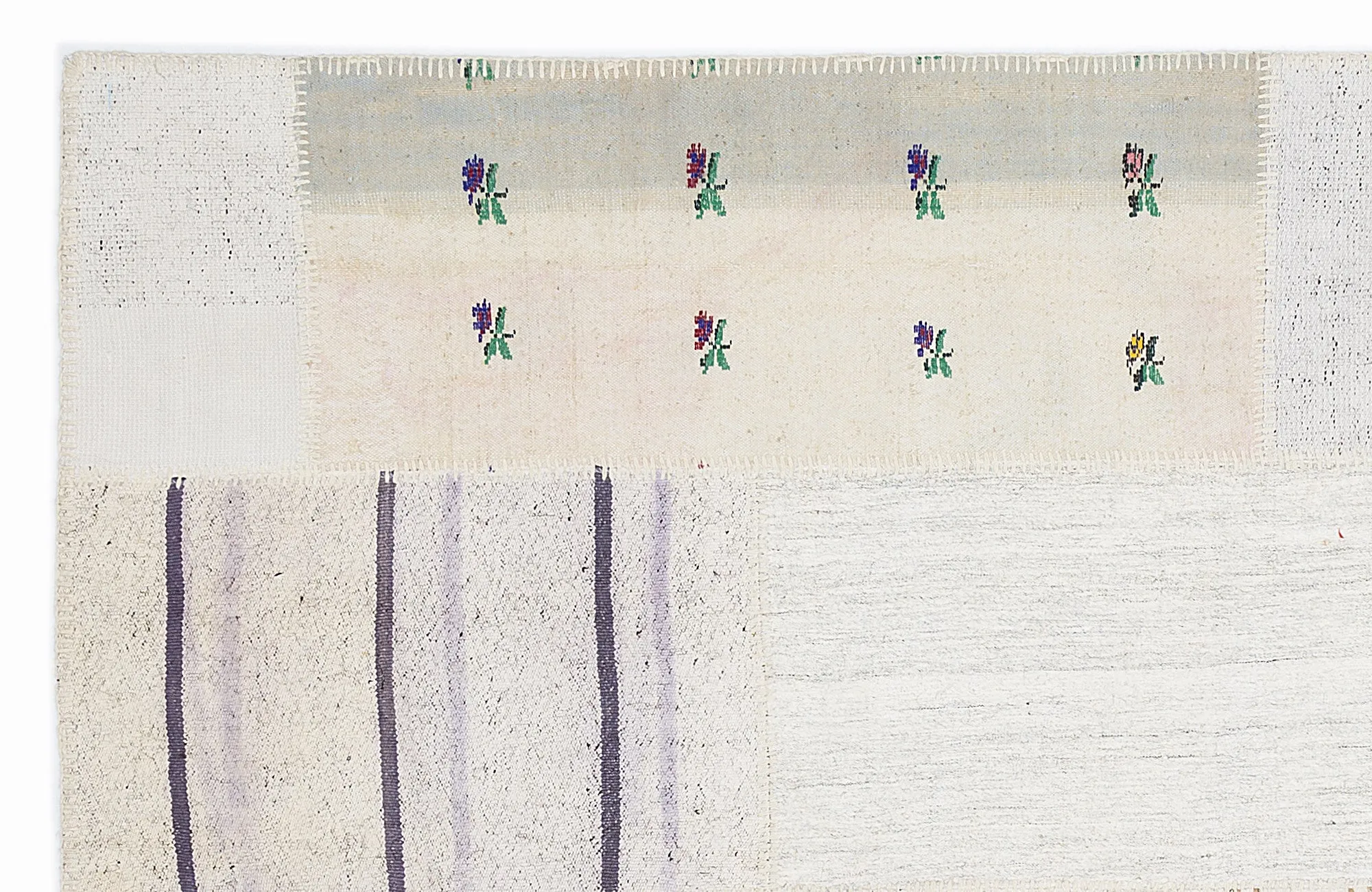 Striped Over Dyed Kilim Patchwork Unique Rug 5'3'' x 7'7'' ft 160 x 230 cm