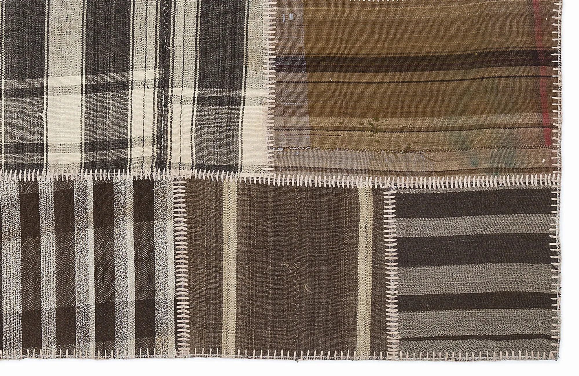 Striped Over Dyed Kilim Patchwork Unique Rug 5'3'' x 7'7'' ft 160 x 230 cm