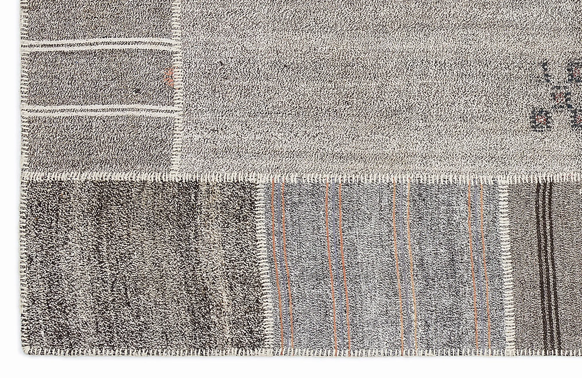 Striped Over Dyed Kilim Patchwork Unique Rug 5'3'' x 7'7'' ft 160 x 230 cm