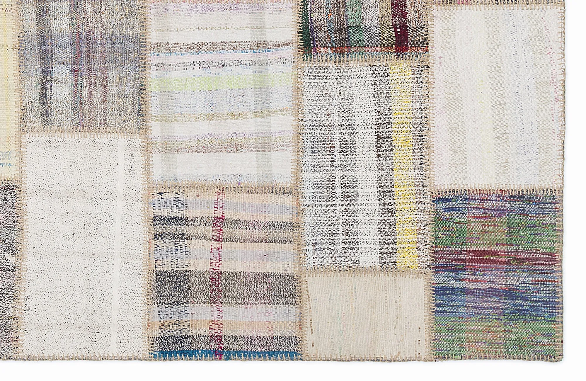 Striped Over Dyed Kilim Patchwork Unique Rug 5'3'' x 7'7'' ft 160 x 230 cm