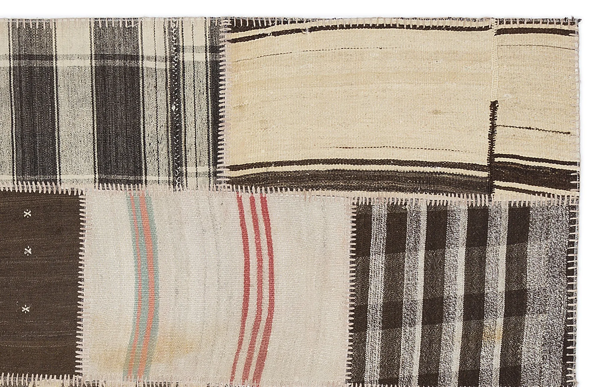 Striped Over Dyed Kilim Patchwork Unique Rug 5'3'' x 7'7'' ft 160 x 230 cm