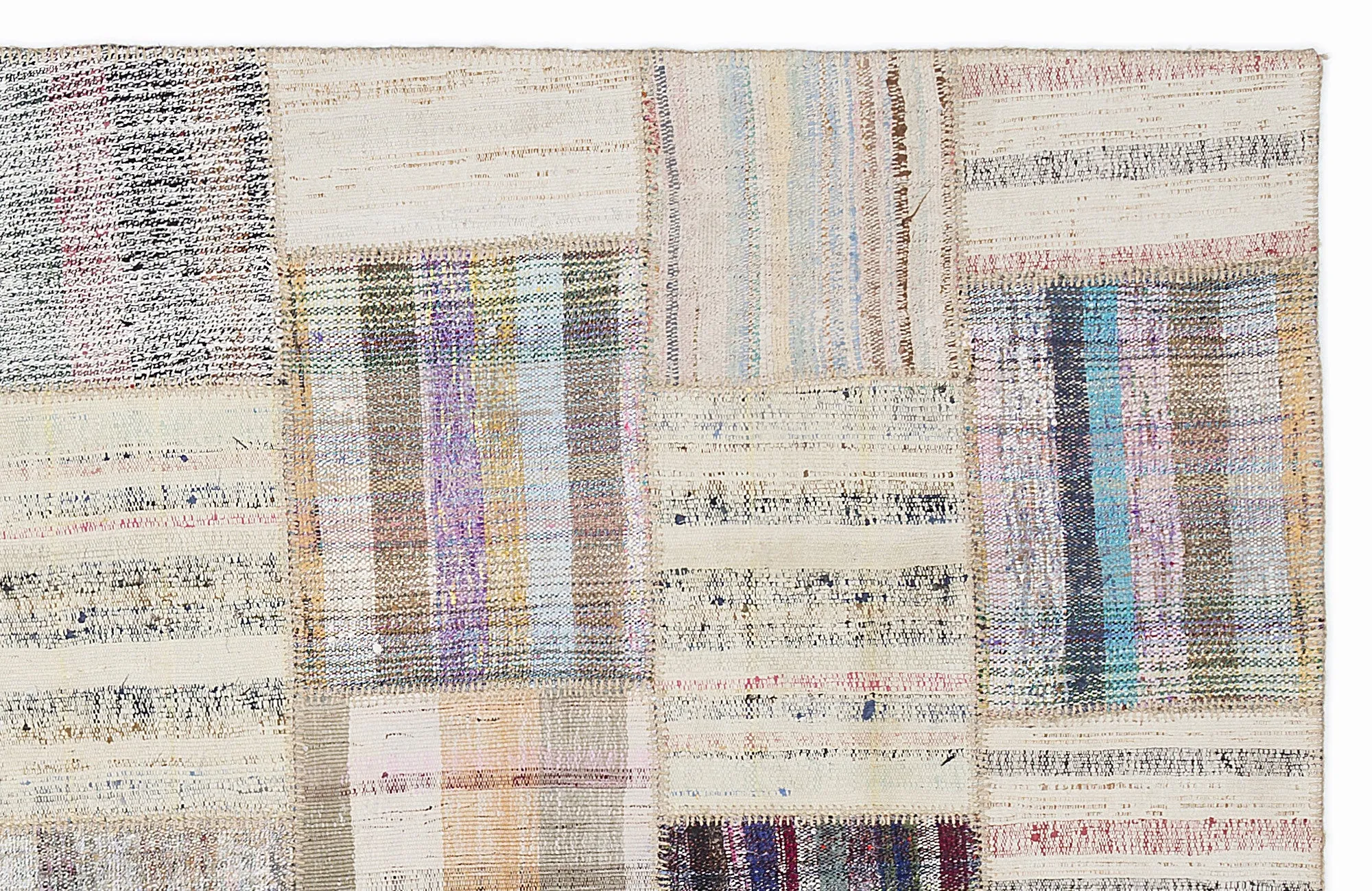 Striped Over Dyed Kilim Patchwork Unique Rug 5'3'' x 7'7'' ft 160 x 230 cm