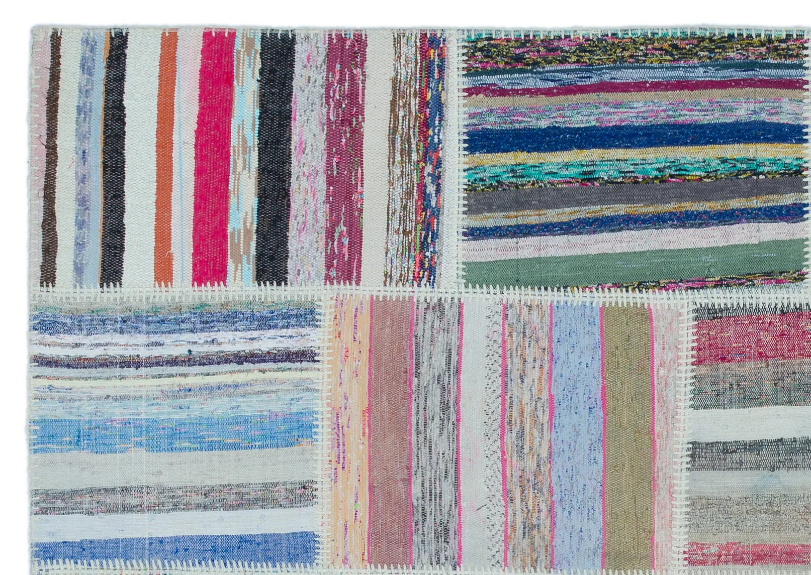 Striped Over Dyed Kilim Patchwork Unique Rug 5'3'' x 7'7'' ft 160 x 230 cm