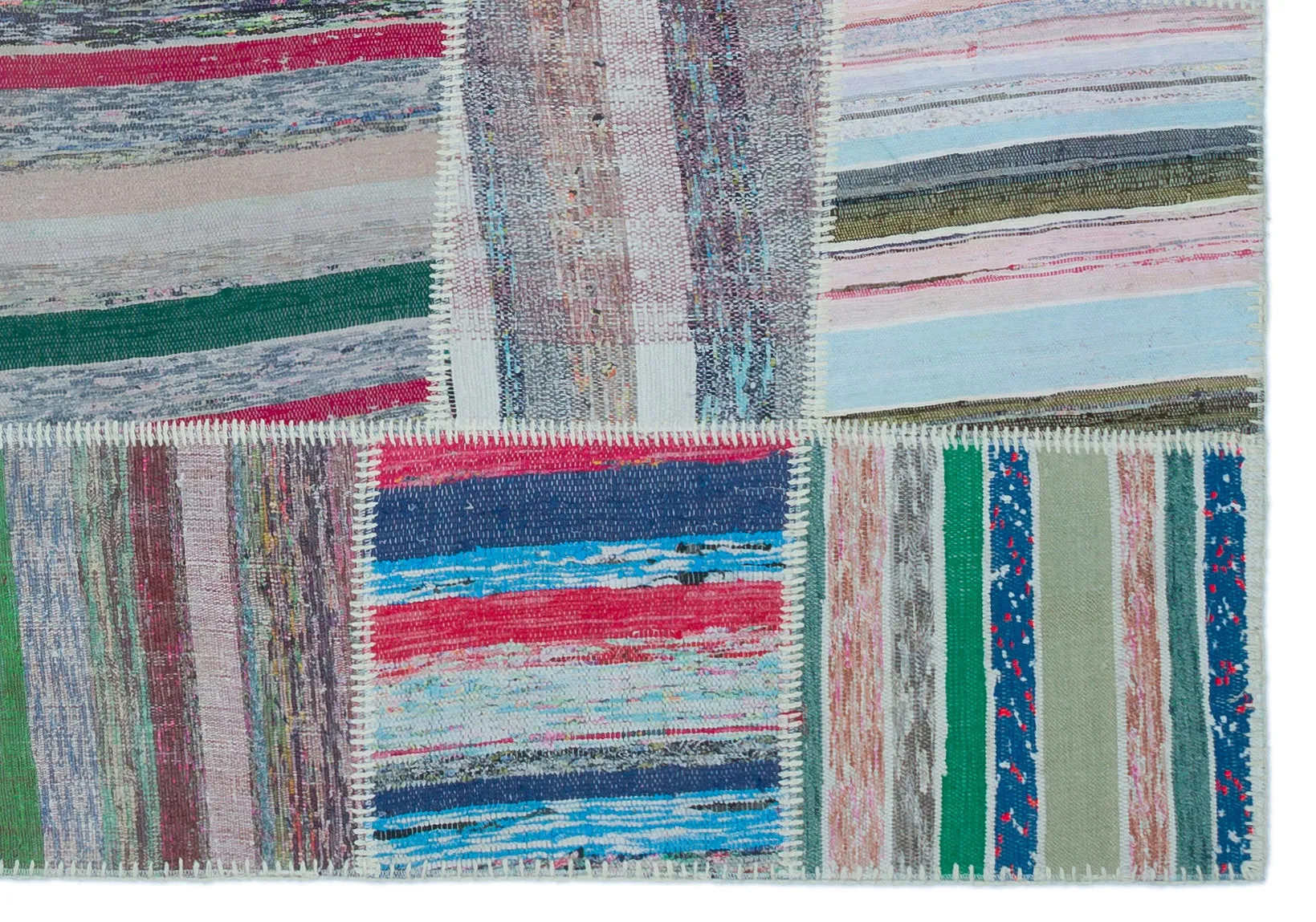 Striped Over Dyed Kilim Patchwork Unique Rug 5'3'' x 7'7'' ft 160 x 230 cm