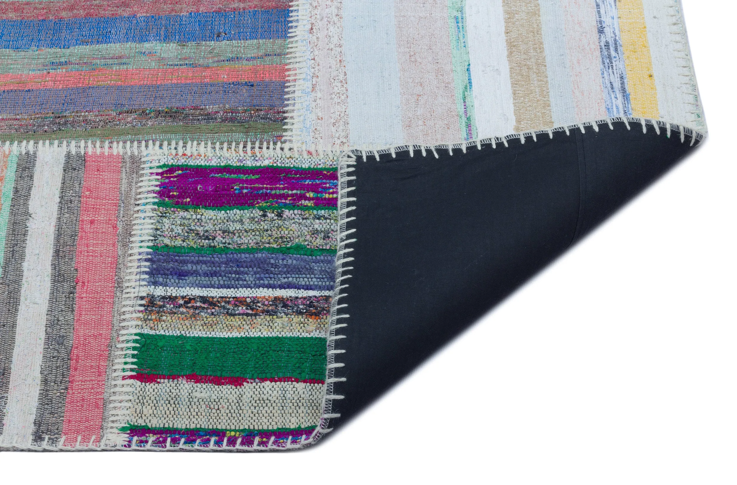 Striped Over Dyed Kilim Patchwork Unique Rug 5'3'' x 7'7'' ft 160 x 230 cm