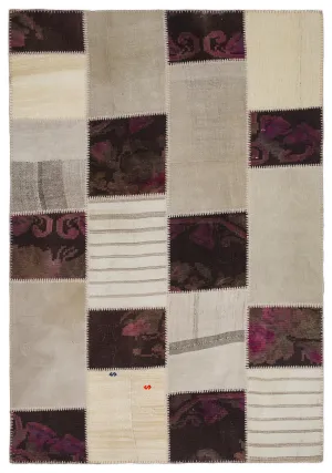 Striped Over Dyed Kilim Patchwork Unique Rug 5'3'' x 7'7'' ft 160 x 230 cm