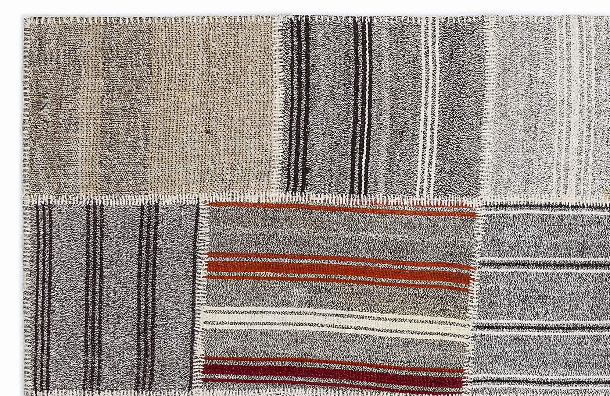 Striped Over Dyed Kilim Patchwork Unique Rug 5'3'' x 7'7'' ft 160 x 230 cm