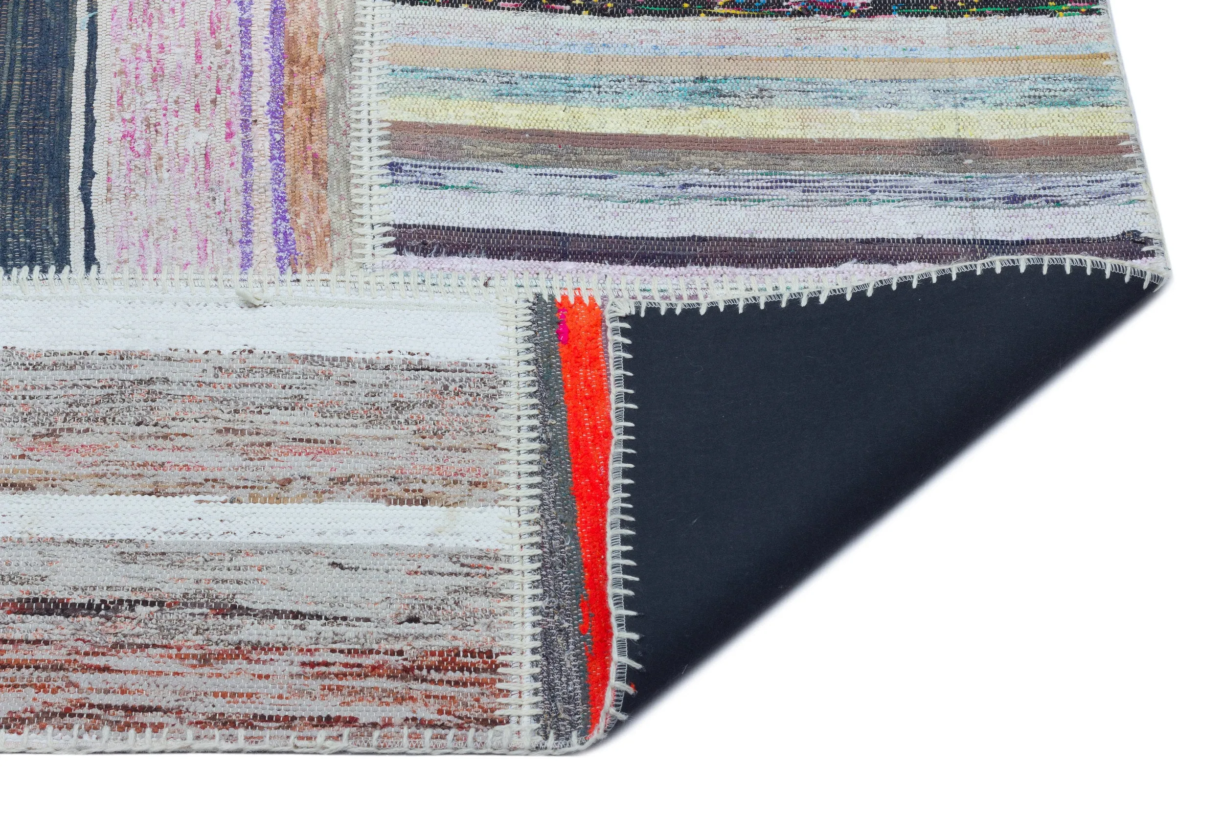 Striped Over Dyed Kilim Patchwork Unique Rug 5'3'' x 7'7'' ft 160 x 230 cm