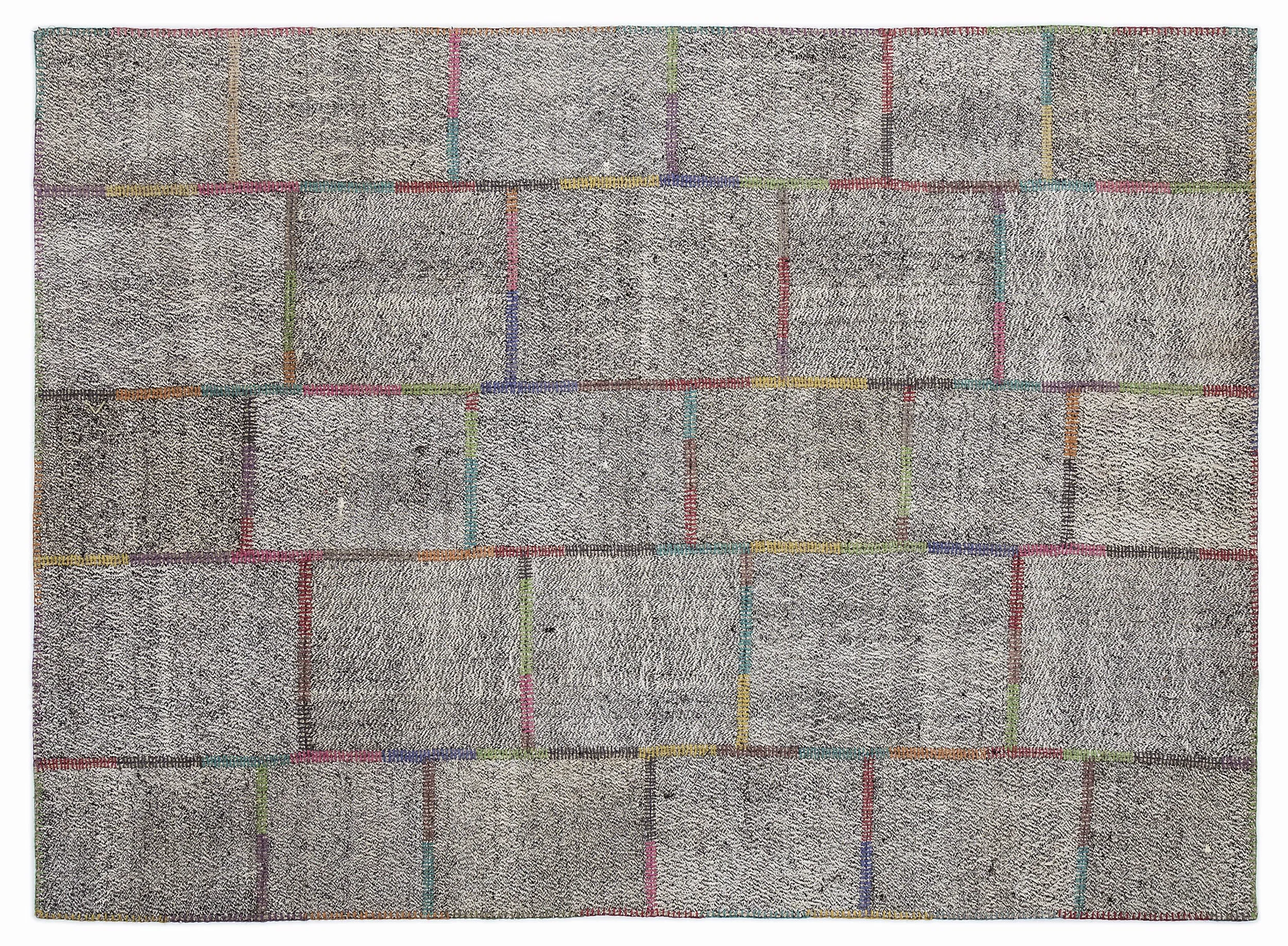 Striped Over Dyed Kilim Patchwork Unique Rug 5'3'' x 7'7'' ft 160 x 230 cm