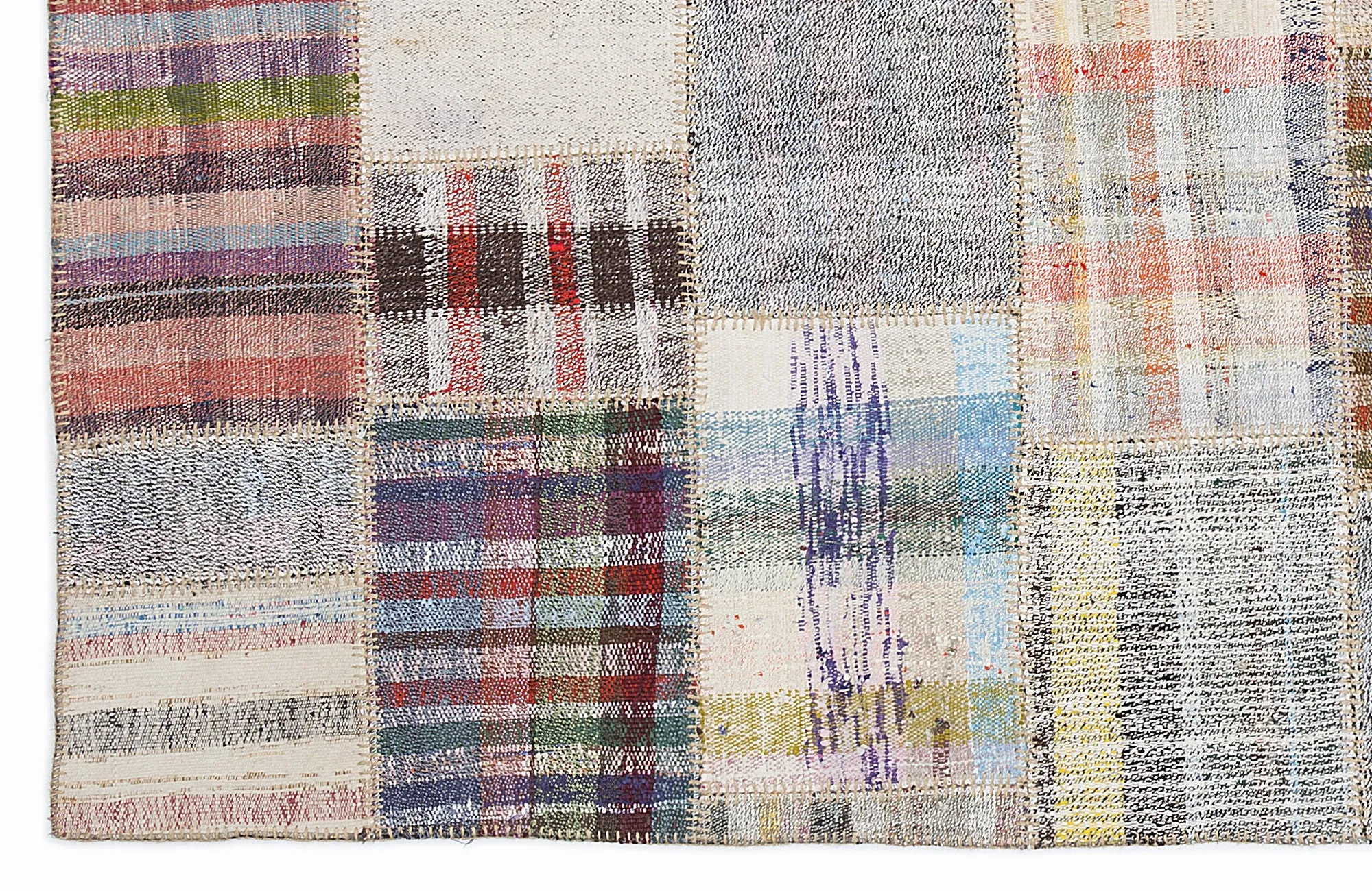 Striped Over Dyed Kilim Patchwork Unique Rug 5'3'' x 7'7'' ft 160 x 230 cm
