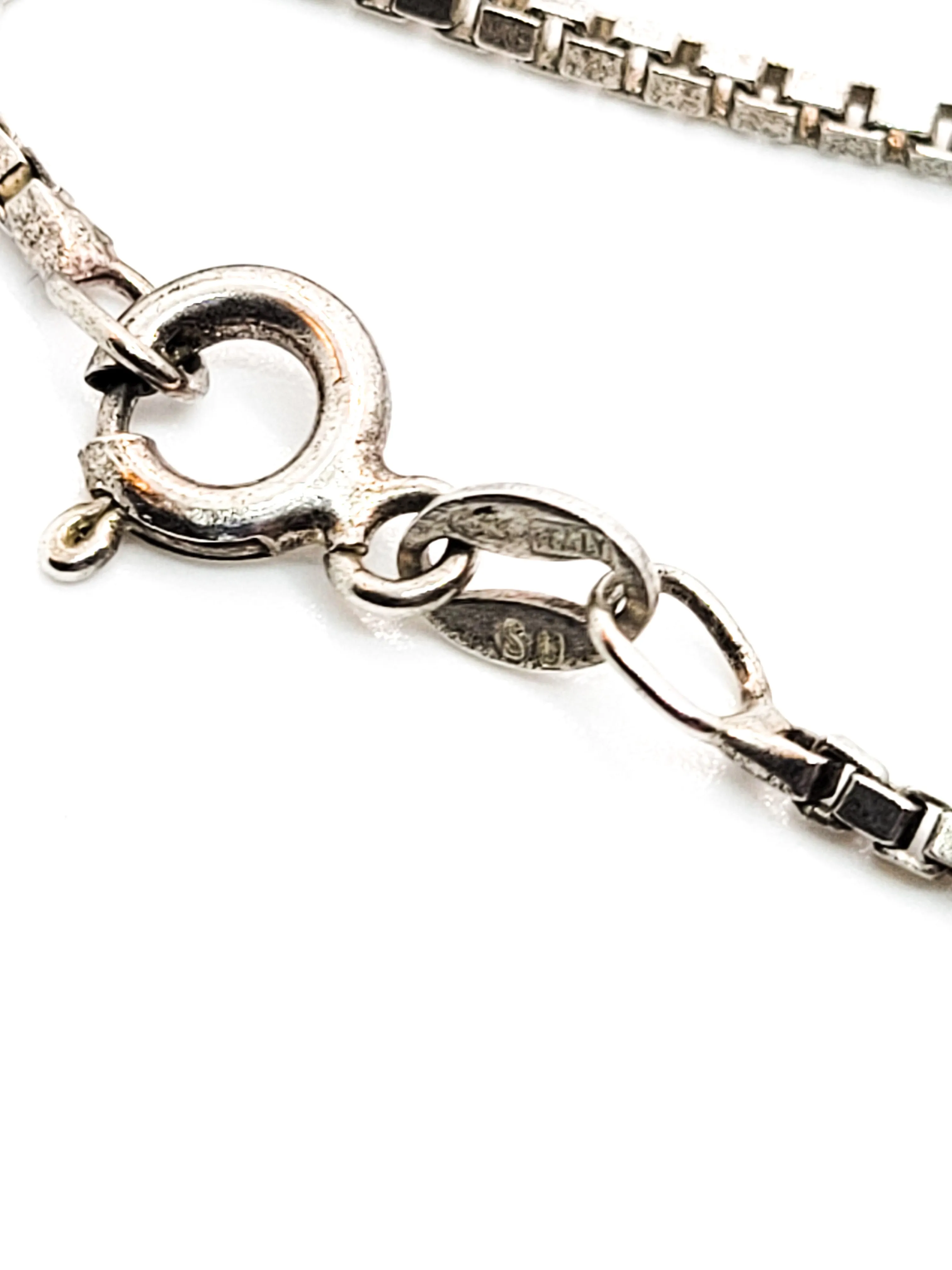 SU sterling silver box chain with floating 6mm sterling bead accents 925