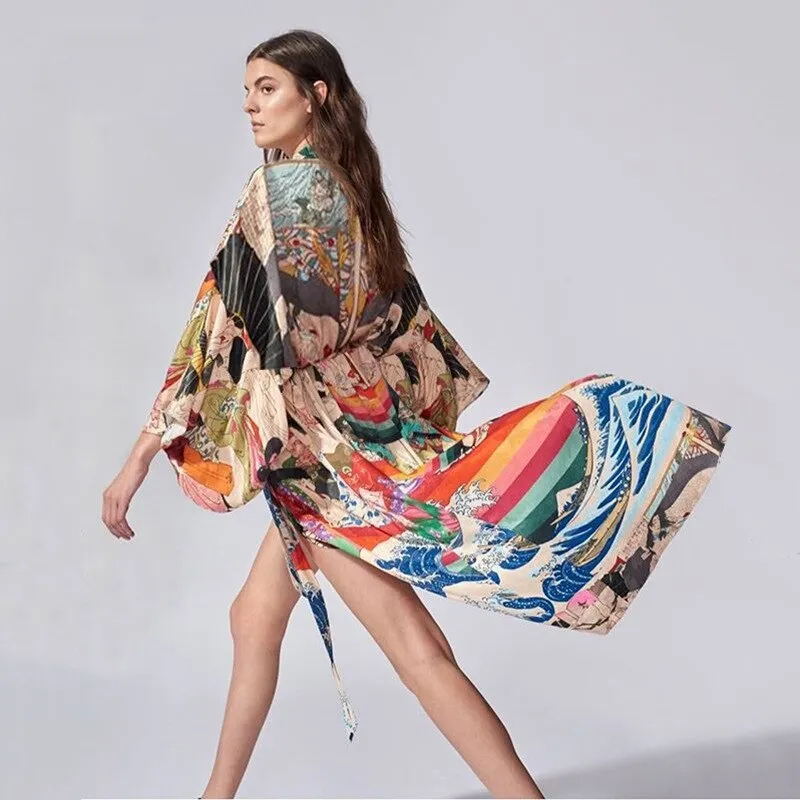 summer kimono bikini cover up women