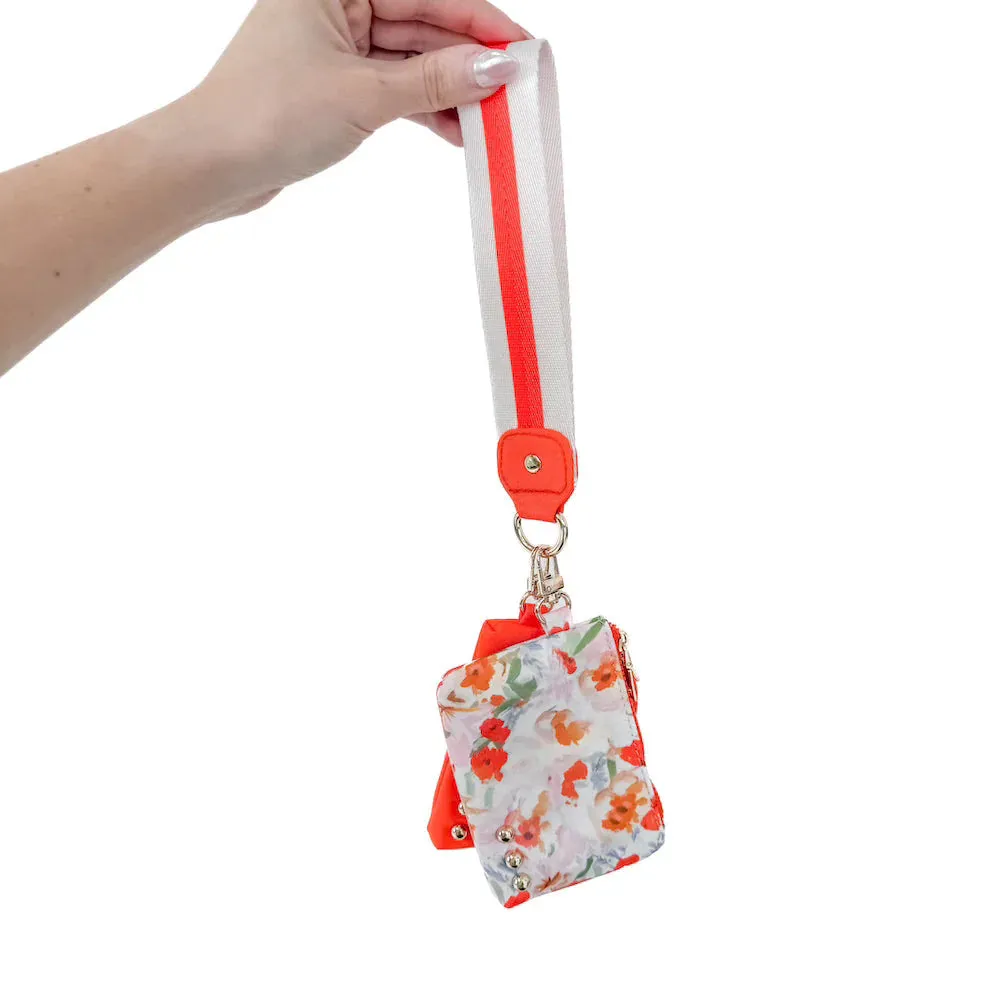 Summer Spritz Dual Pouch Wristlet | Watercolor Mango Floral