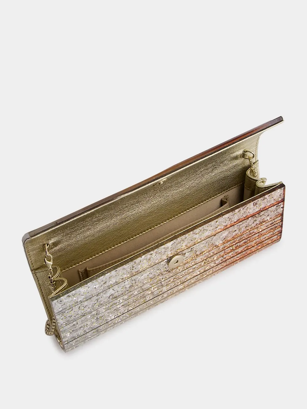 Sweetie Metallic Dégradé Glitter Plexi Clutch Bag