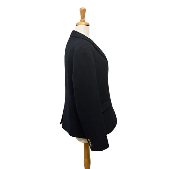 Talbots Blazer Sz 14 Navy Aberdeen Wool Single Breasted Career Office Academia