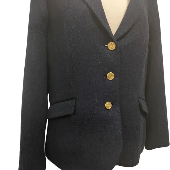 Talbots Blazer Sz 14 Navy Aberdeen Wool Single Breasted Career Office Academia