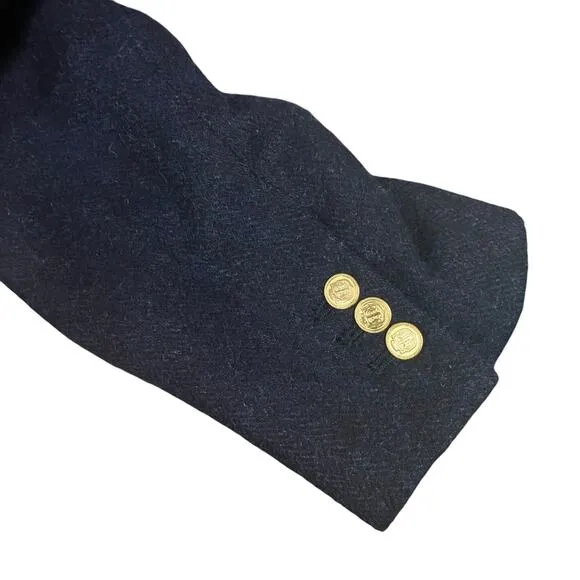 Talbots Blazer Sz 14 Navy Aberdeen Wool Single Breasted Career Office Academia