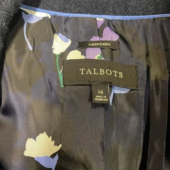 Talbots Blazer Sz 14 Navy Aberdeen Wool Single Breasted Career Office Academia