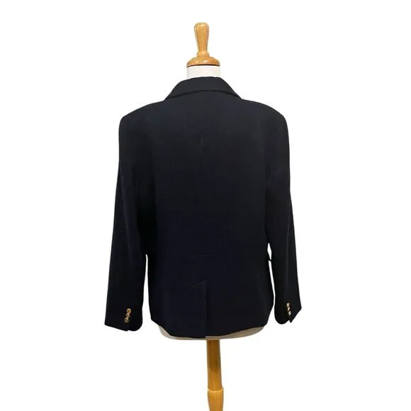 Talbots Blazer Sz 14 Navy Aberdeen Wool Single Breasted Career Office Academia